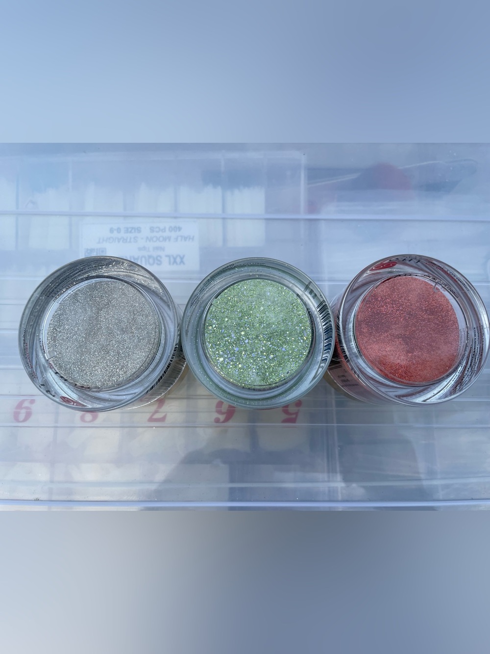 Silver Glitter, Green Glitter, Red Glitter Dip Powder 3pc Set
